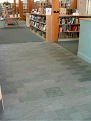 Slate flooring with engraved type